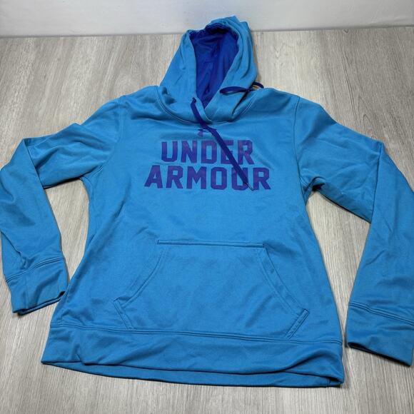 Small Under Armour Sweatshirt Hoodie Women's Blue Athletic Wear Pullover - Picture 1 of 13